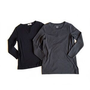Chico’s Bundle (2): The Ultimate Tee & Strappy V-Neck Top | Size 1 (Medium)